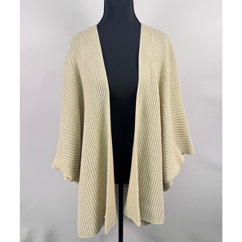 Open-Front Knit Cardigan Sweater - Cream